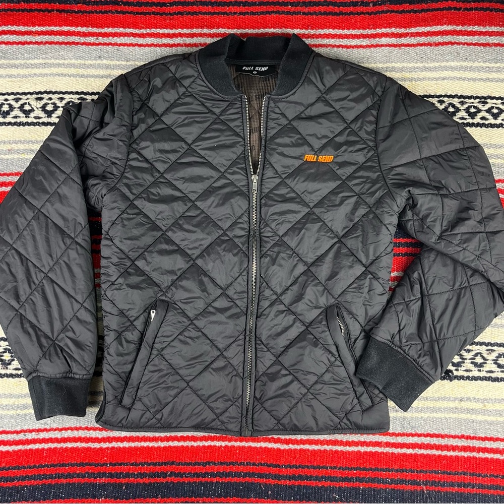 Full Send Quilted Black Bomber Jacket | Women's Size Small